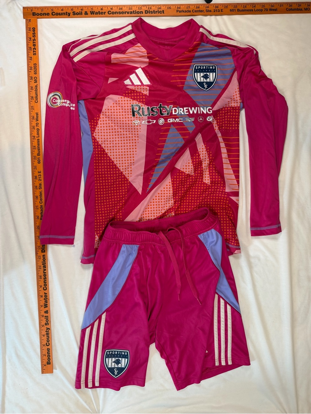 adidas Kids Pink & Lavender Long Sleeve Soccer Jersey and Shorts Set